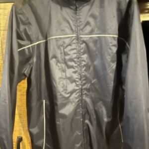 Men's Reflective-Trim Navy Raincoat - Lightweight Weather Shell